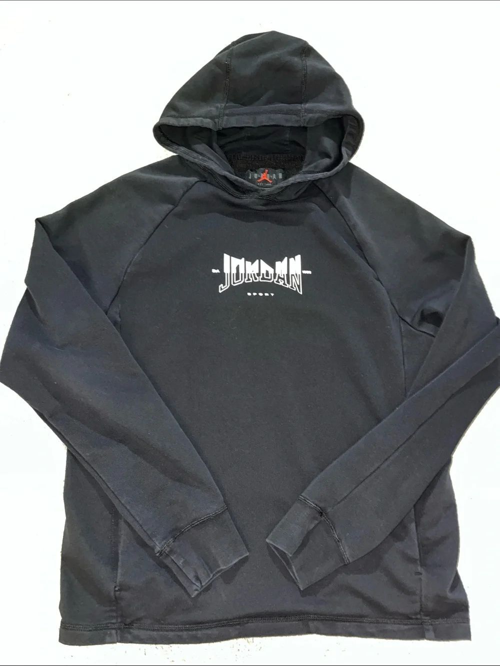 Jordan Black Hooded Hoodie basketball Sweatshirt LS jog workout fleece M men’s
